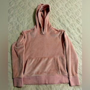 Athleta Girl Hoodie Youth 8-10 Pink Velvet Sweatshirt Thumb Holes Pocket Girls